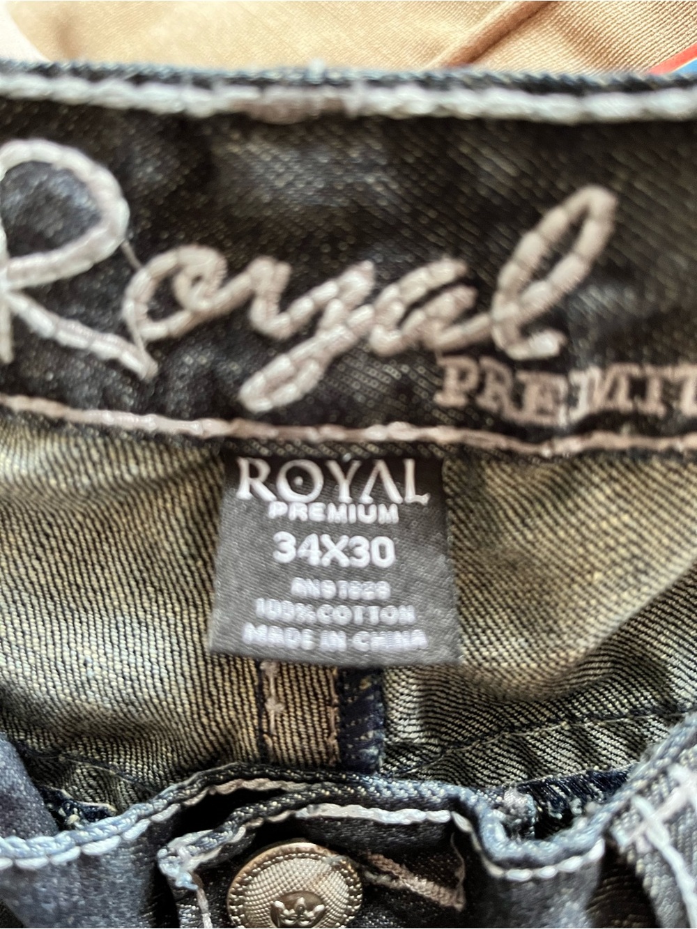Royal Premium Men’s 34x30 Dark Wash Bootcut Jeans – Contrast Stitch - Picture 7 of 7